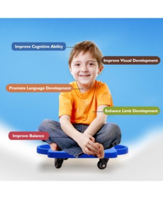 Floor Gym Scooter Board with Handles, Sitting Scooter for Kids Indoor Play, Fun Scoot Board  (Several Colors Available)