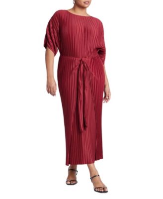 Women's Plus Size Draped Plisse Dress