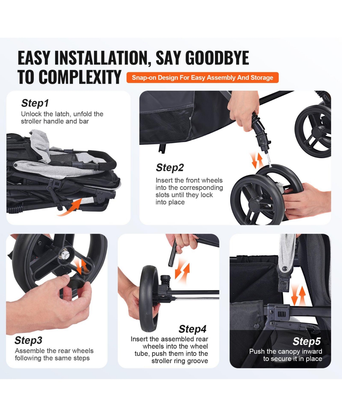 Slickblue Toddler Foldable Double Stroller Lightweight Twin Tandem Stroller for Infants and Toddlers