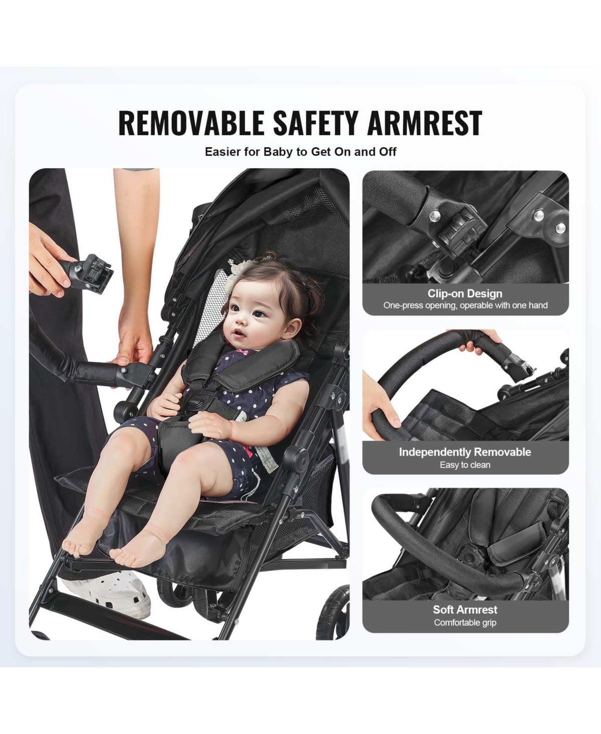 Slickblue Kids Lightweight Stroller Compact Easy Fold Adjustable Backrest Storage