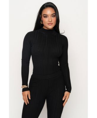 Women's Ribbed Mock Neck Top