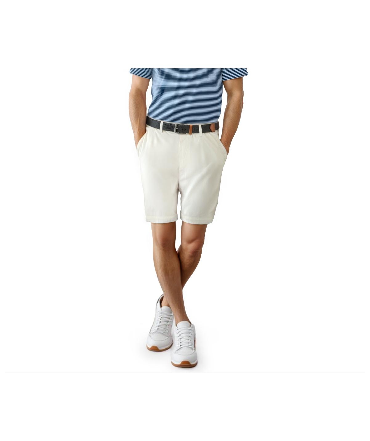 Men's Lyocell/Linen Short, Navy - Cream