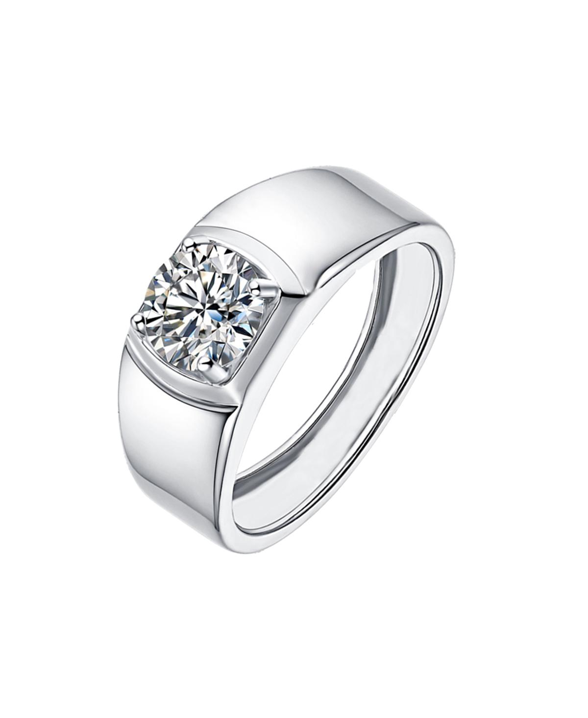 Men's Clear Cubic Zirconia Sleek Adjustable Band Ring - Gold