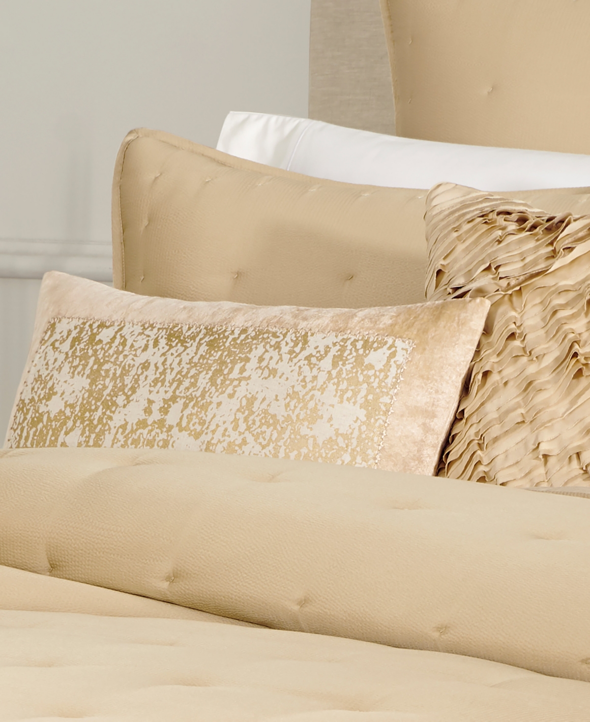 Donna Karan Home Distressed Decorative Pillow, 20" X 14" In Gold