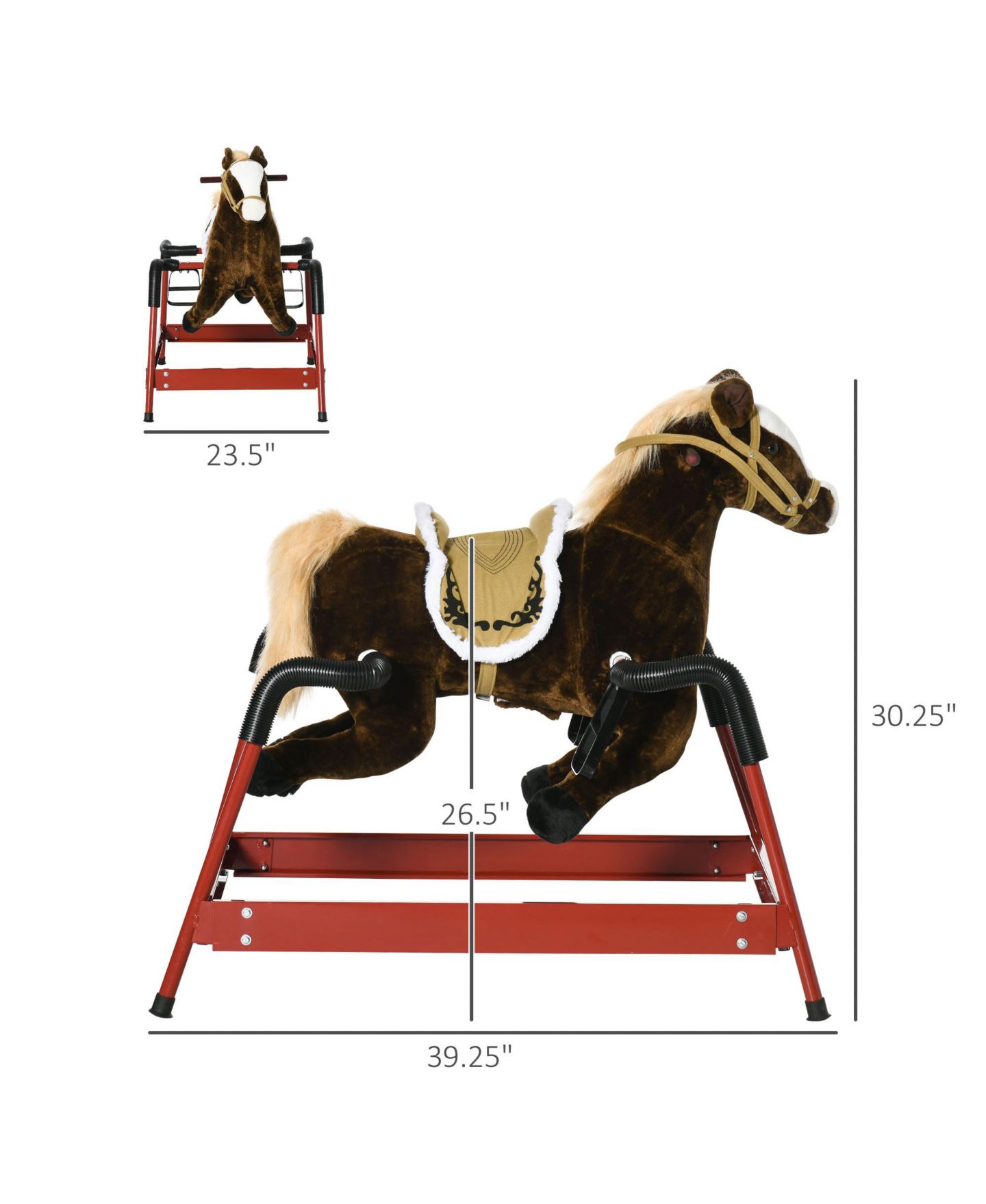 Детская мягкая игрушка Qaba Spring Plush Rocking Horse, Supports 132 lbs, Ages 5-12 — фото 3