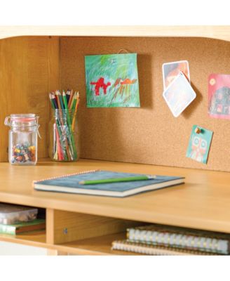 Kids' Media Desk with Hutch and Chair Set – Natural: Kids Table and Chair Set, Computer Desk with Storage Hutch, Kids Bedroom Furniture Set