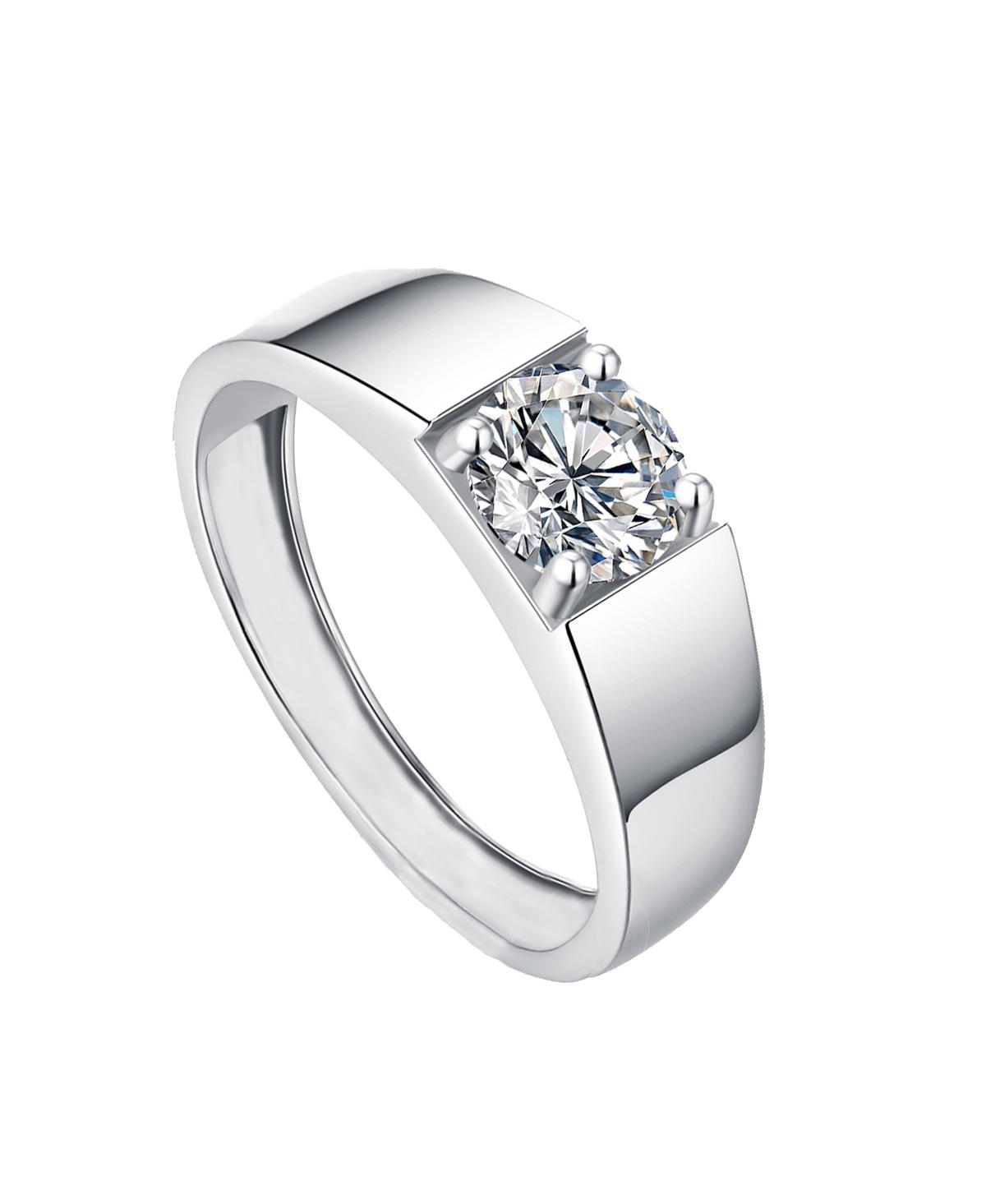 Men's Clear Cubic Zirconia Slim Adjustable Band Ring - Gold