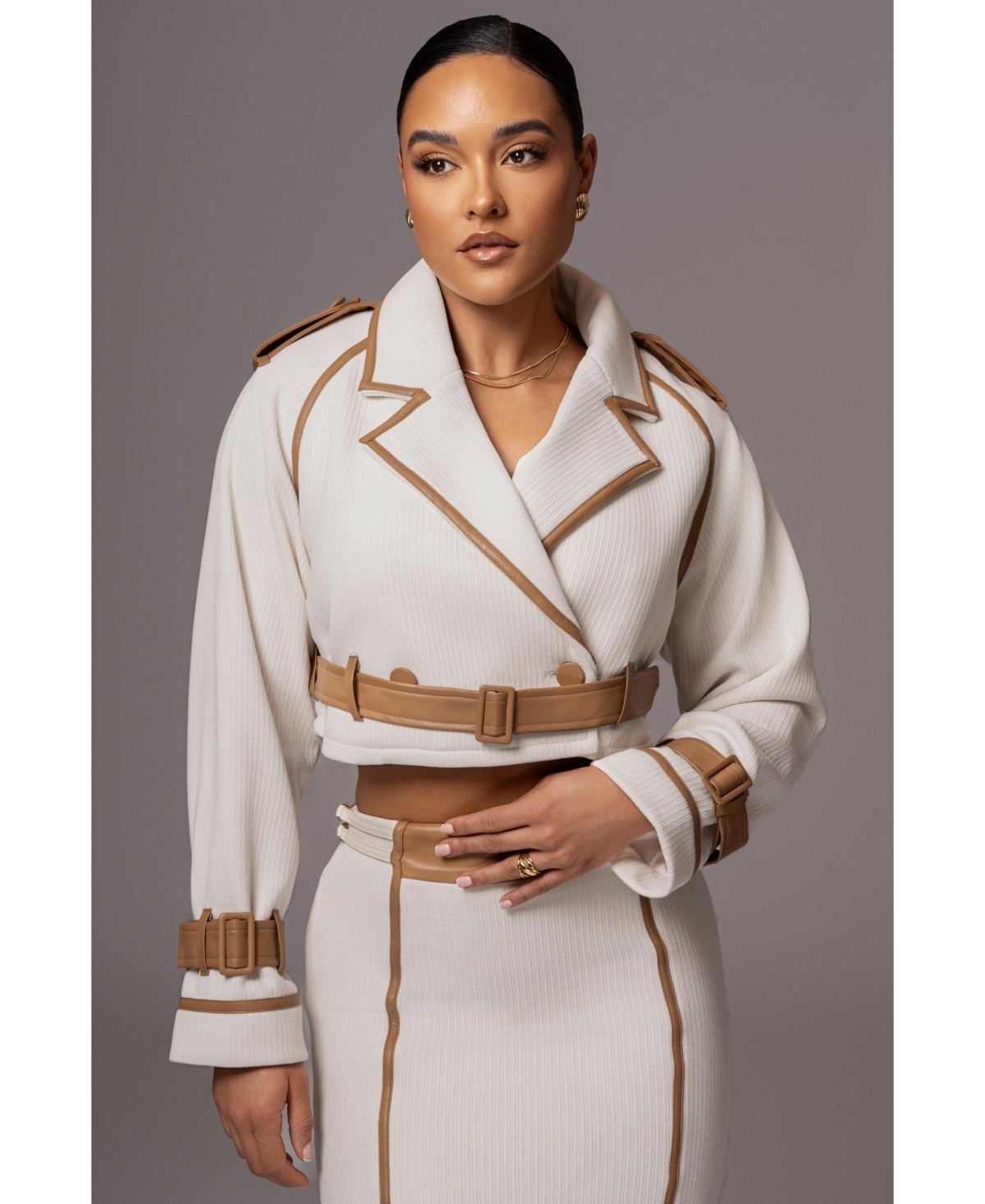 Mikaela Contrast Jacket - Ivory