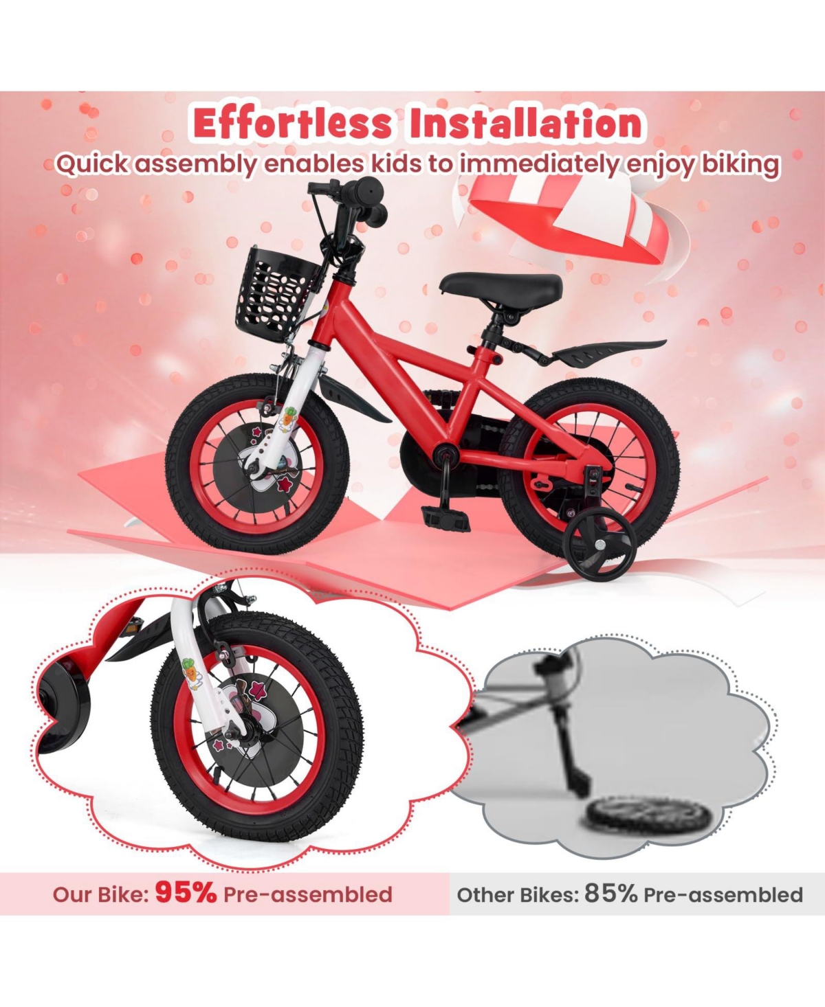 12 Inch Kids Bike for 3-8 Years Old Sport Bicycle with Adjustable Handlebar and Saddle