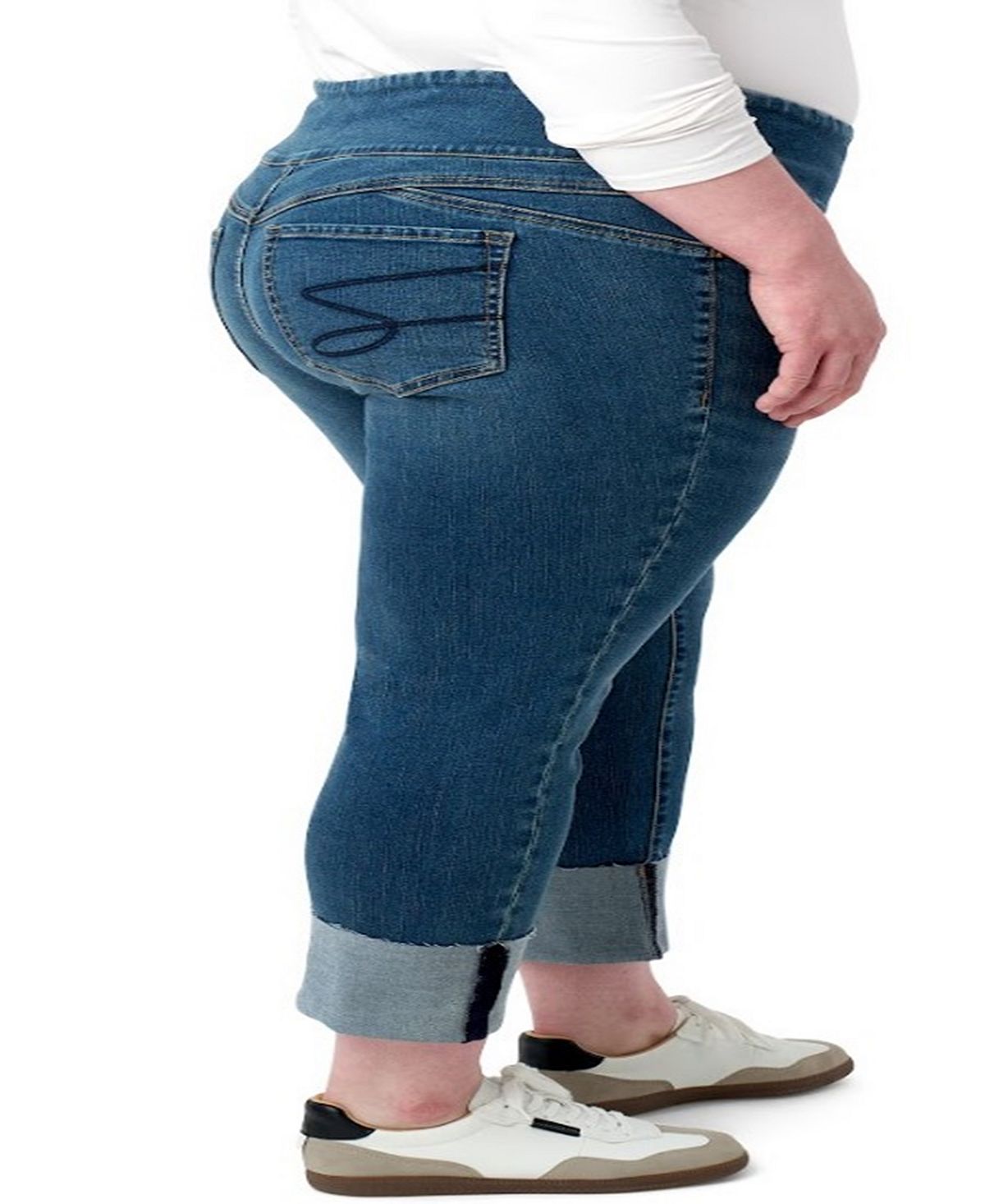 Seven7 Plus Size Tummy Toner High Cuff Pull On Jeans view 2 — MAYCSS fashion products
