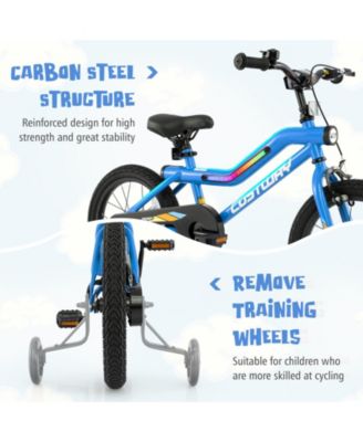 18 Inch LED Lighted Kids Bike with Training Wheels and Headlight for Ages 4-8 Years