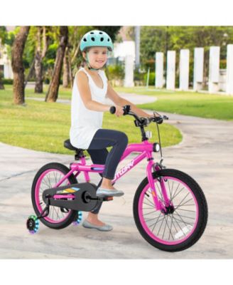 18 Inch LED Lighted Kids Bike with Training Wheels and Headlight for Ages 4-8 Years
