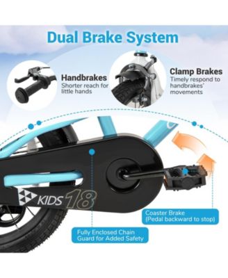 Kids Bike 18-Inch Children Training Bicycle with 2 Brake for 3-8 Years Old
