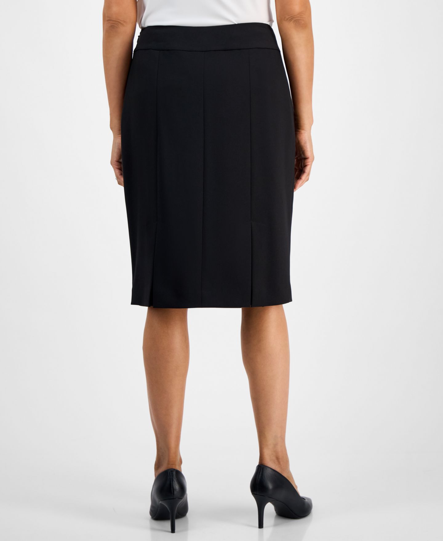 Женский комплект Le Suit Houndstooth Jacket & Pleated Pencil 2 Piece Skirt Suit, цвет: Чёрный / Белый — фото 9