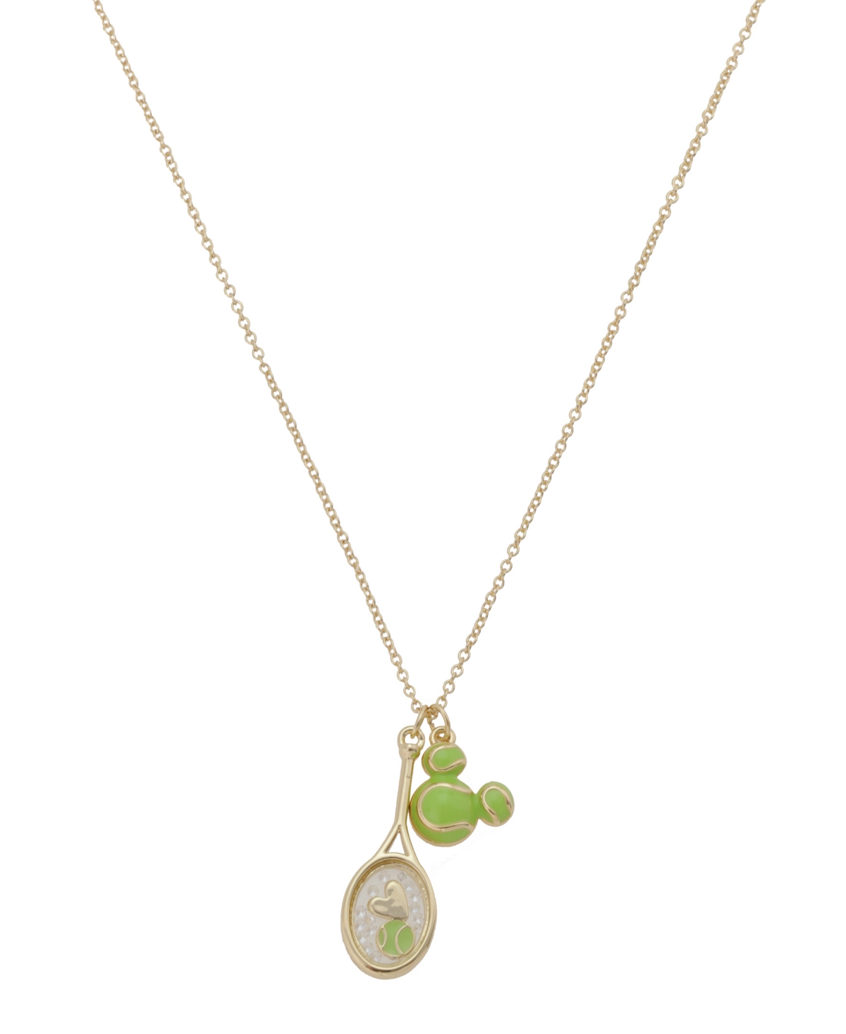 Mickey Mouse Crystal Tennis Shaker Charm Necklace - Gold