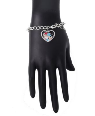 Mickey and Minnie Cubic Zirconia Football Heart Charm Chain Bracelet
