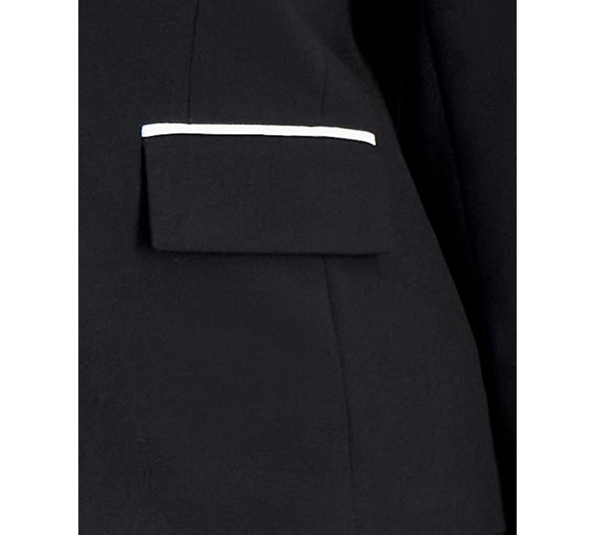 Le Suit Plus Size Piping-trim Peak-lapel Pantsuit Set In Black