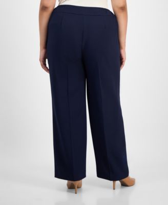 Plus Size Two-Button Wide-Leg Pantsuit Set