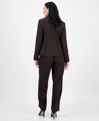Women's Notched Collar Wide-Leg Pantsuit Set, Regular & Petite