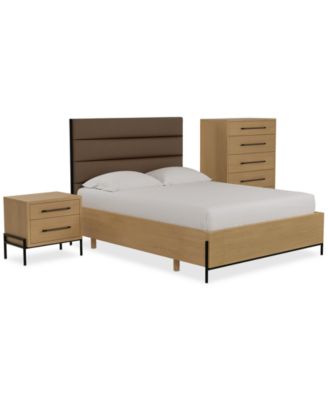 Furniture - Linstead 3-Pc. Queen Upholstered Set (Bed, Chest & Nightstand)