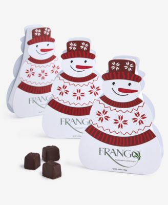 Frango Chocolates - Holiday Dark Mint Chocolates in Snowman Box, 3 Pack