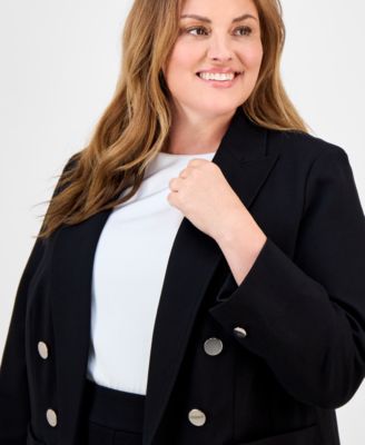 Plus Size Faux Double-Breasted Jacket 