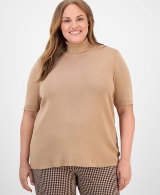 Anne Klein - Plus Size Short-Sleeve Turtleneck Top