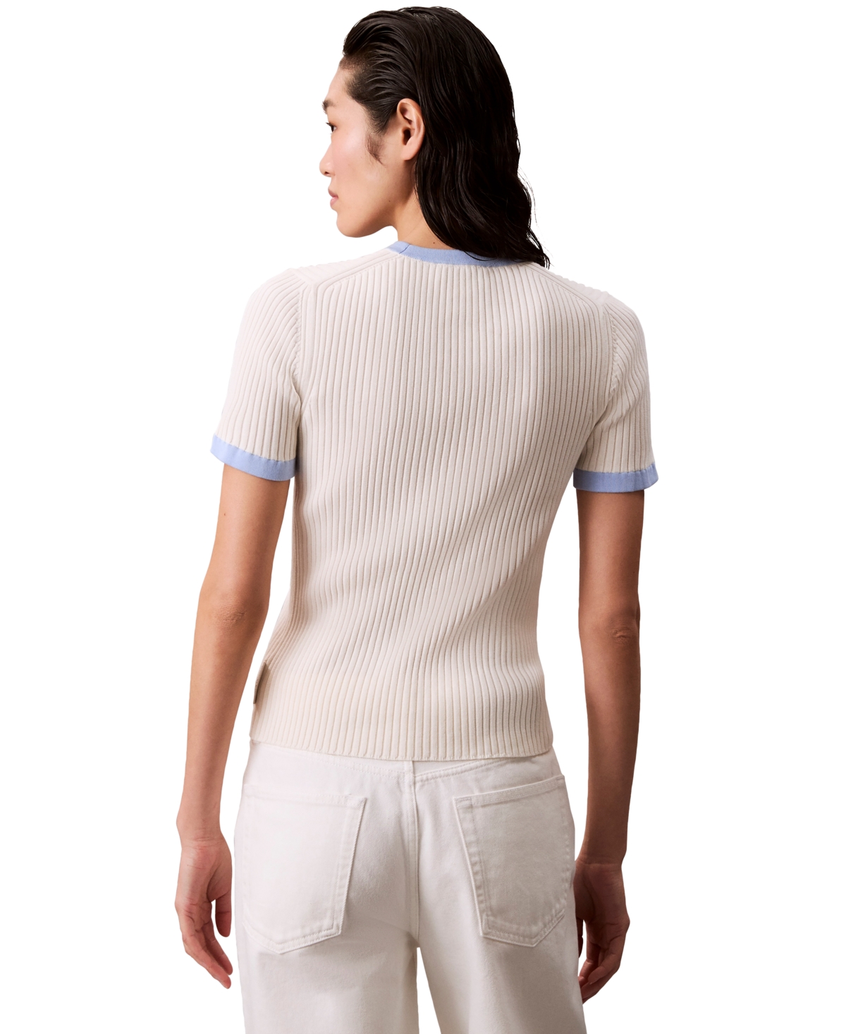 Calvin Klein Jeans Est.1978 Calvin Klein Women's Cotton Ribbed Slim T-shirt In Neutral