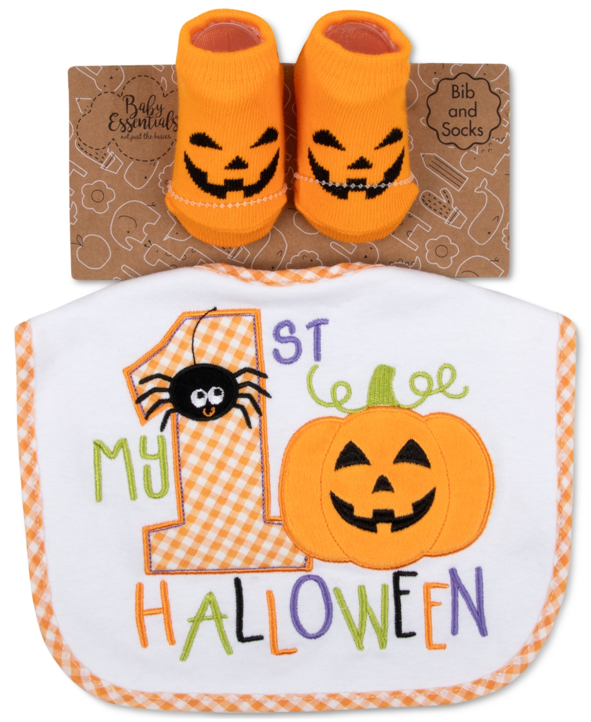 Baby Essentials Baby My 1st Halloween Bib & Socks, 2 Piece Set In White