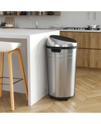 Stainless Steel Sensor Trash Can with Dual AbsorbX Odor Filters and Wheels, Silver