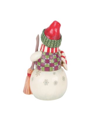 Snowman with Dog Peeking Figurine