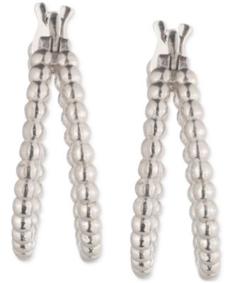 Sterling Silver Bead Split Hoop Earrings