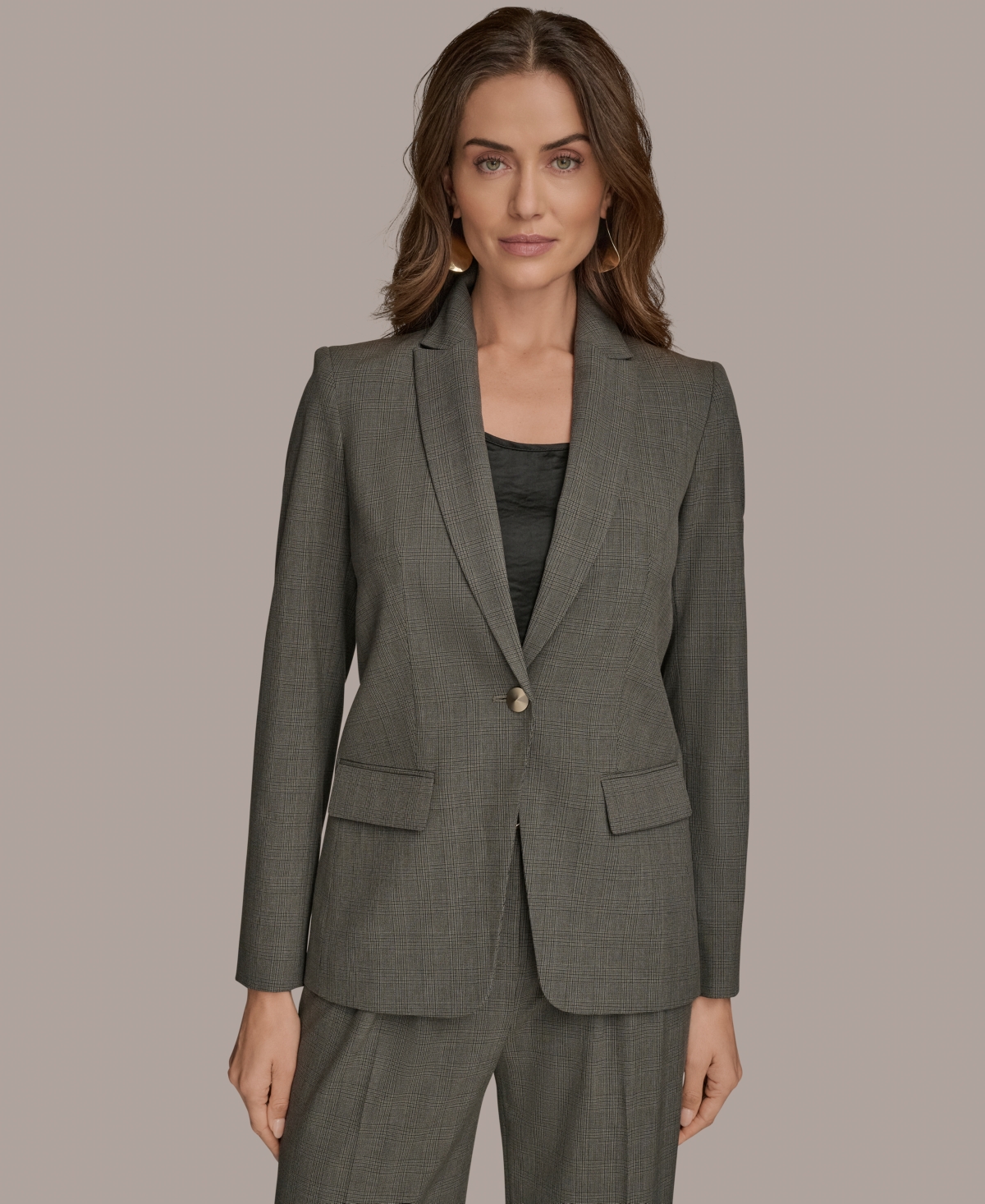 Women's One-Button Jacket - Dark Mineral Multi