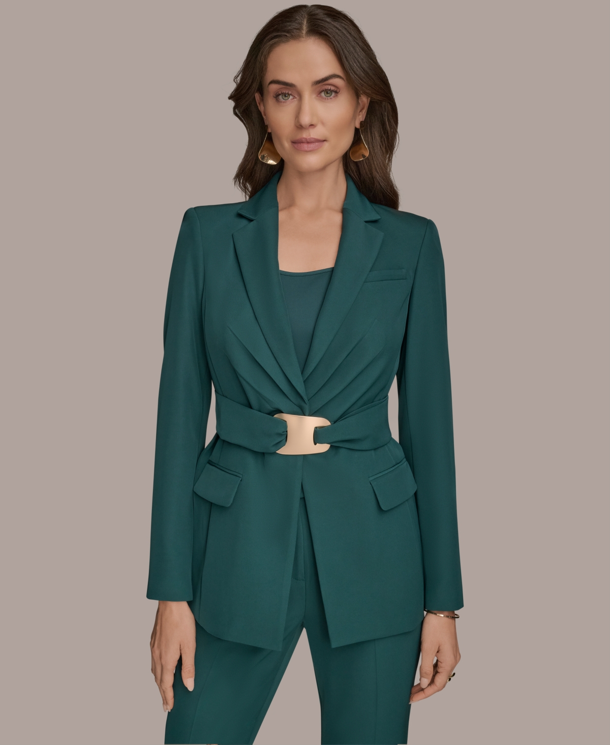 Donna Karan Women's Belted Hardware Jacket, Regular & Petite In Green