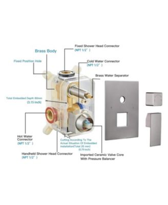 Luxurious Single Handle 2-Spray 12 in. Wall Mount Square Shower Head with Hand Shower Faucet in Brushed Gold