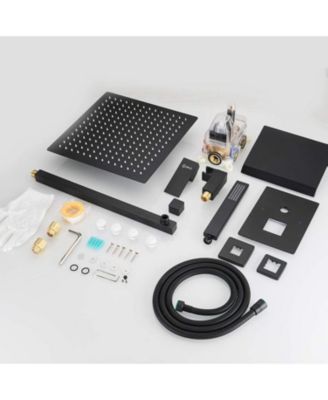 3-Spray Patterns With 2.5 GPM 12 in. Showerhead Wall Mounted Dual Shower Heads With Valve in Brushed Nickel