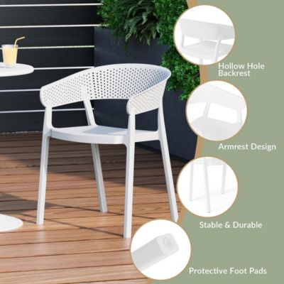 Outdoor Modern Stackable Plastic Resin Patio Dining Armchair (Set of 2)