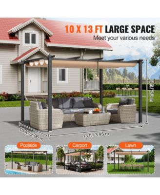 Outdoor Pergola with Adjustable Canopy Retractable Shade and Aluminum Frame