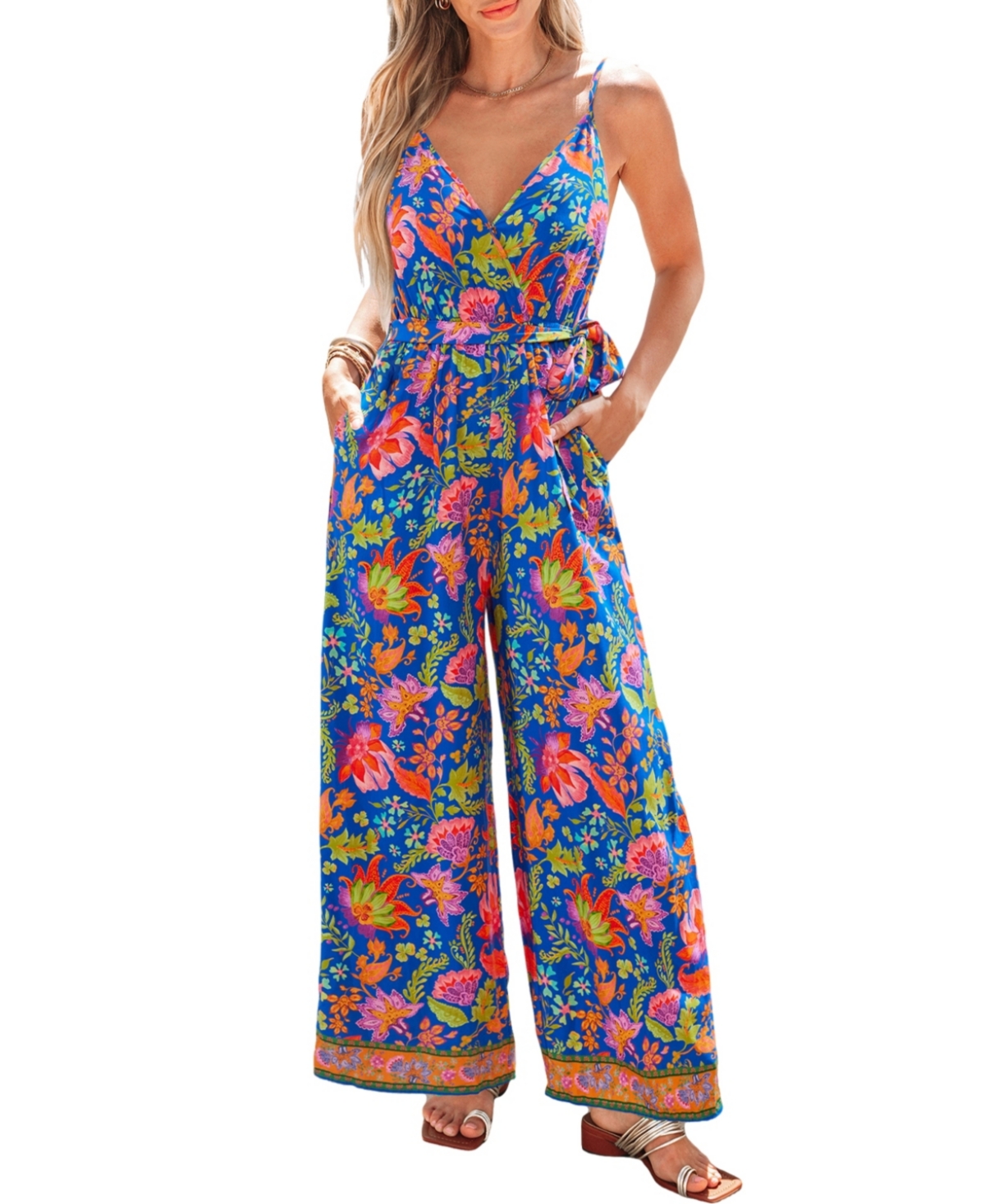Women's Made You Bloom Floral Jumpsuit - Medium blue