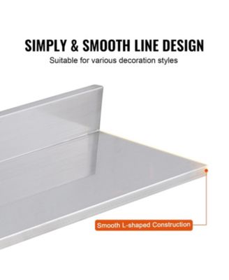 2 Pack Stainless Steel Wall Shelf with Backsplash 44 lbs Load for Kitchen Bar or Hotel