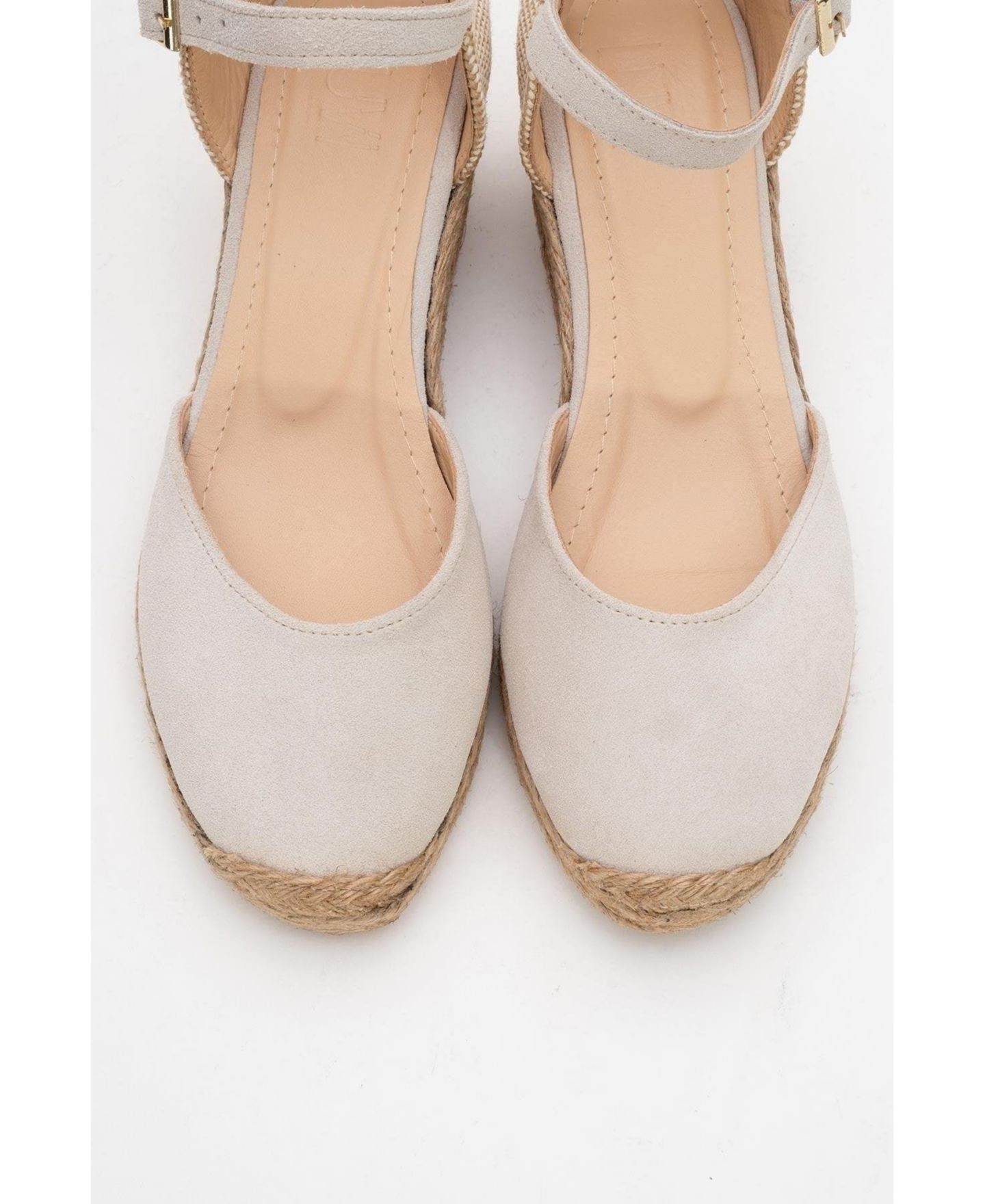 Женские кожаные эспадрильи на платформе Forever & Always Shoes Aldea, цвет: Бежевый замшевый кожаный — фото 3