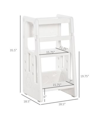 Toddler Tower with Adjustable Height, Toddler Kitchen Stool Helper with Anti-slip Mat, Step Stool for Kitchen, Bathroom, White