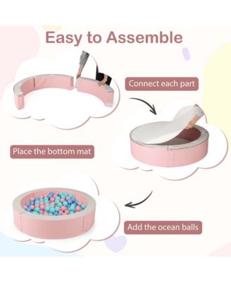 44.5" x 10" Baby Ball Pit Detachable Foam Ball Pit with 50 Colorful Ocean Balls