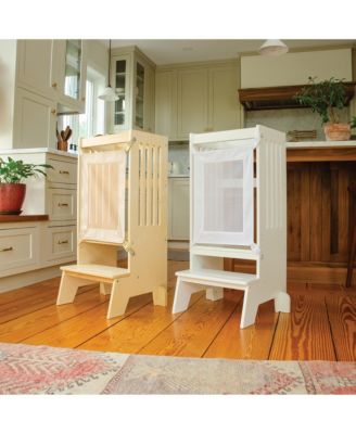 Jr. Contemporary Kitchen Helper Step-Up | Natural: Adjustable Wooden Montessori Toddler Tower, Kitchen and Bathroom Step Stool for Kids