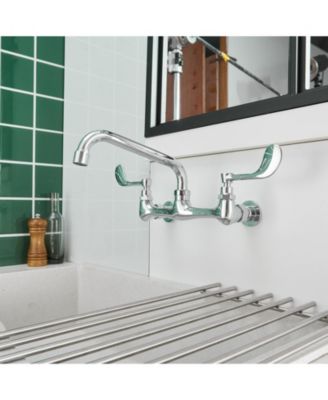 Double Handle 8 in. Swivel Spout 8 in. Center Wall Mount Standard Kitchen Faucet