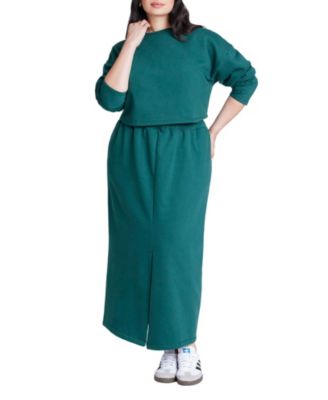 Women's Plus Size Maxi French Terry Skirt