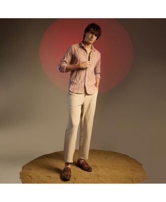 Men's Salmon Pink Grain-Textured Shirt