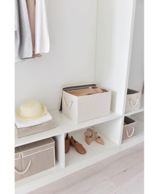 34L Folding Fabric  Storage Bin w/Rope Handle and Lid - Clay