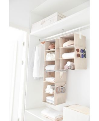 Set of 2 Attachable 3 Shelf Reinforced Hanging Closet Organizers, 50lbs Weight Capacity - Clay