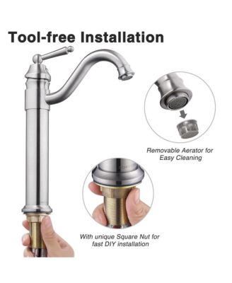 Bathroom Vessel Sink Tempered Glass WaterDrop w/ Single Handle Faucet